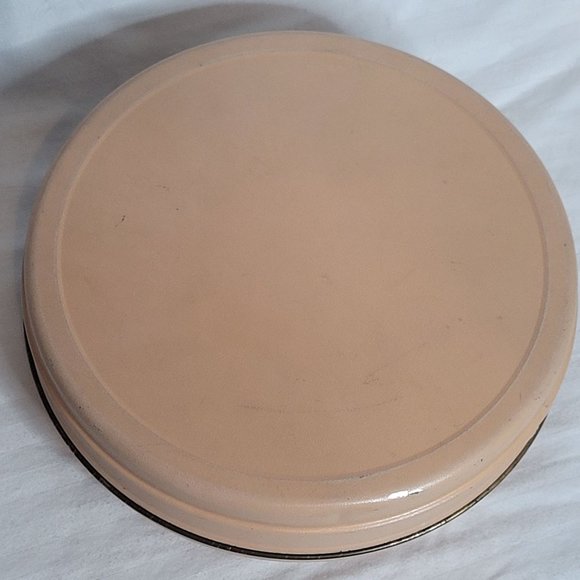 Vintage Metal Candy Tin MCM Retro Light Pink Blue Floral 7.5 Inches Light Wear - Picture 8 of 12